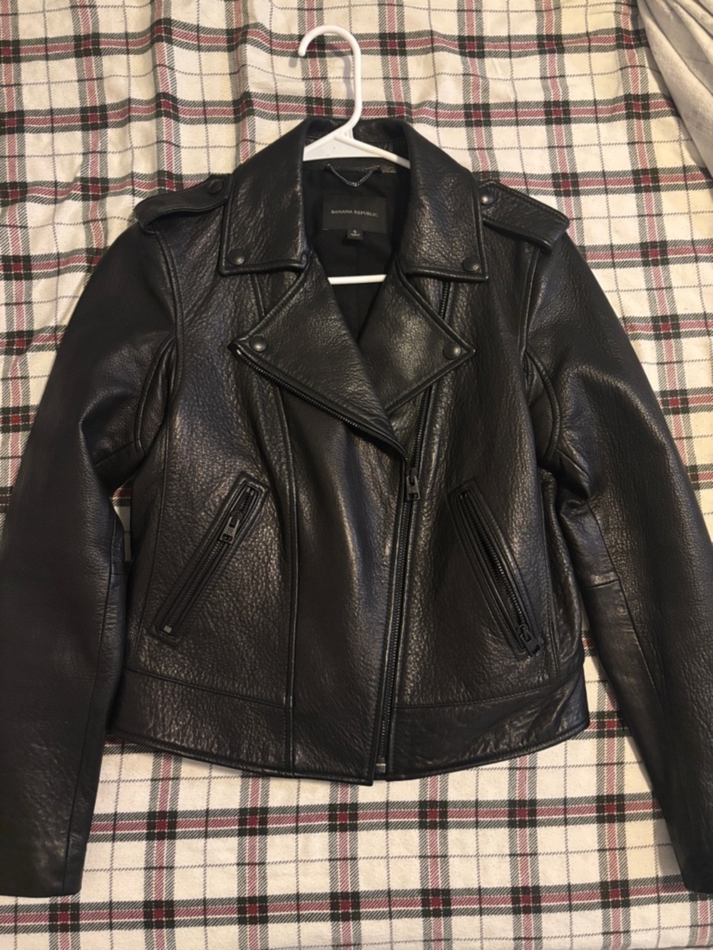 Banana Republic Black Pebbled Leather Moto Jacket